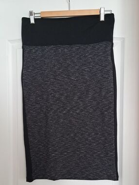 Two-Tone Black and Heather Gray Pencil Skirt